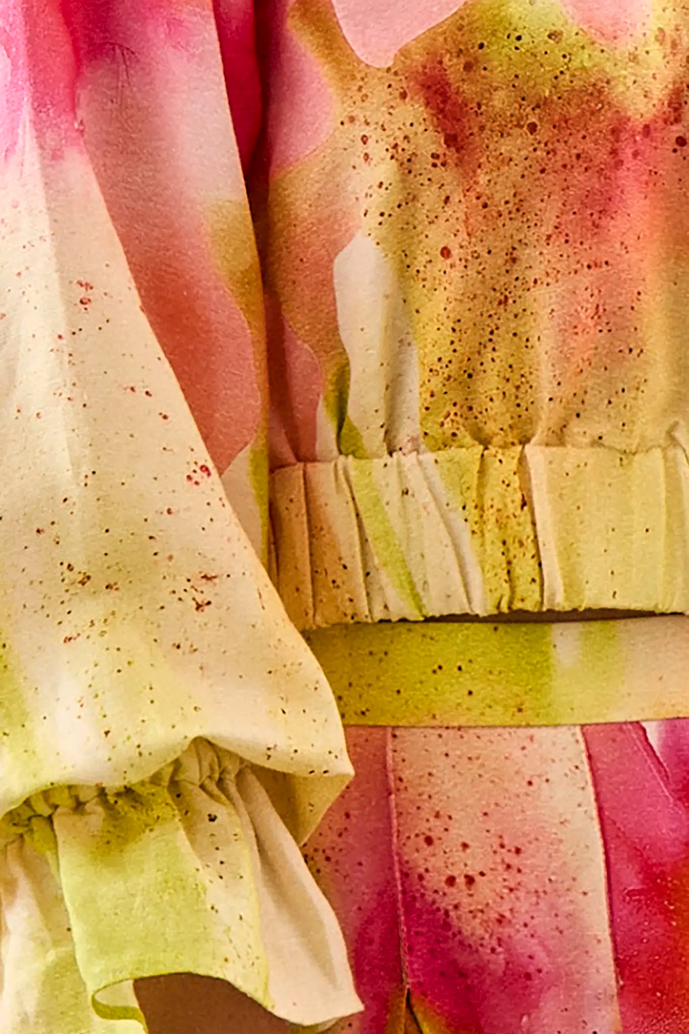 Watercolor Print Puff Sleeve Crop Top