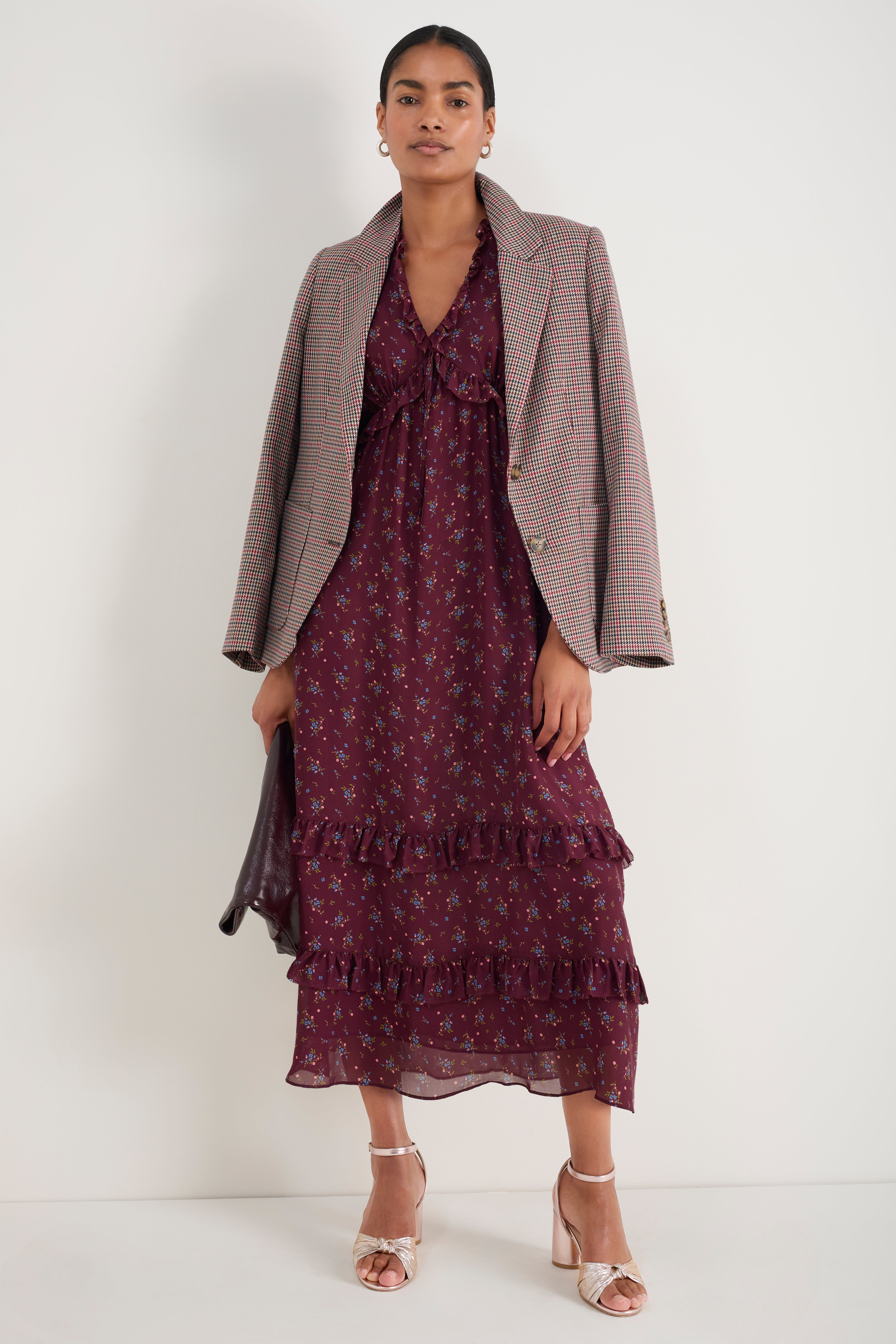 Lyra Silk Dress - Deep Fig Floral