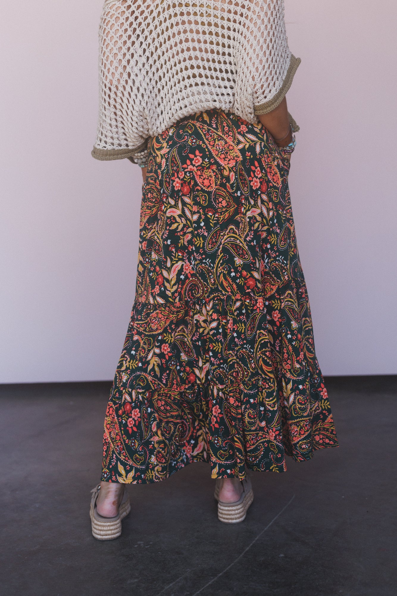The Nest Happy Tiers Maxi Skirt - Coral Multi