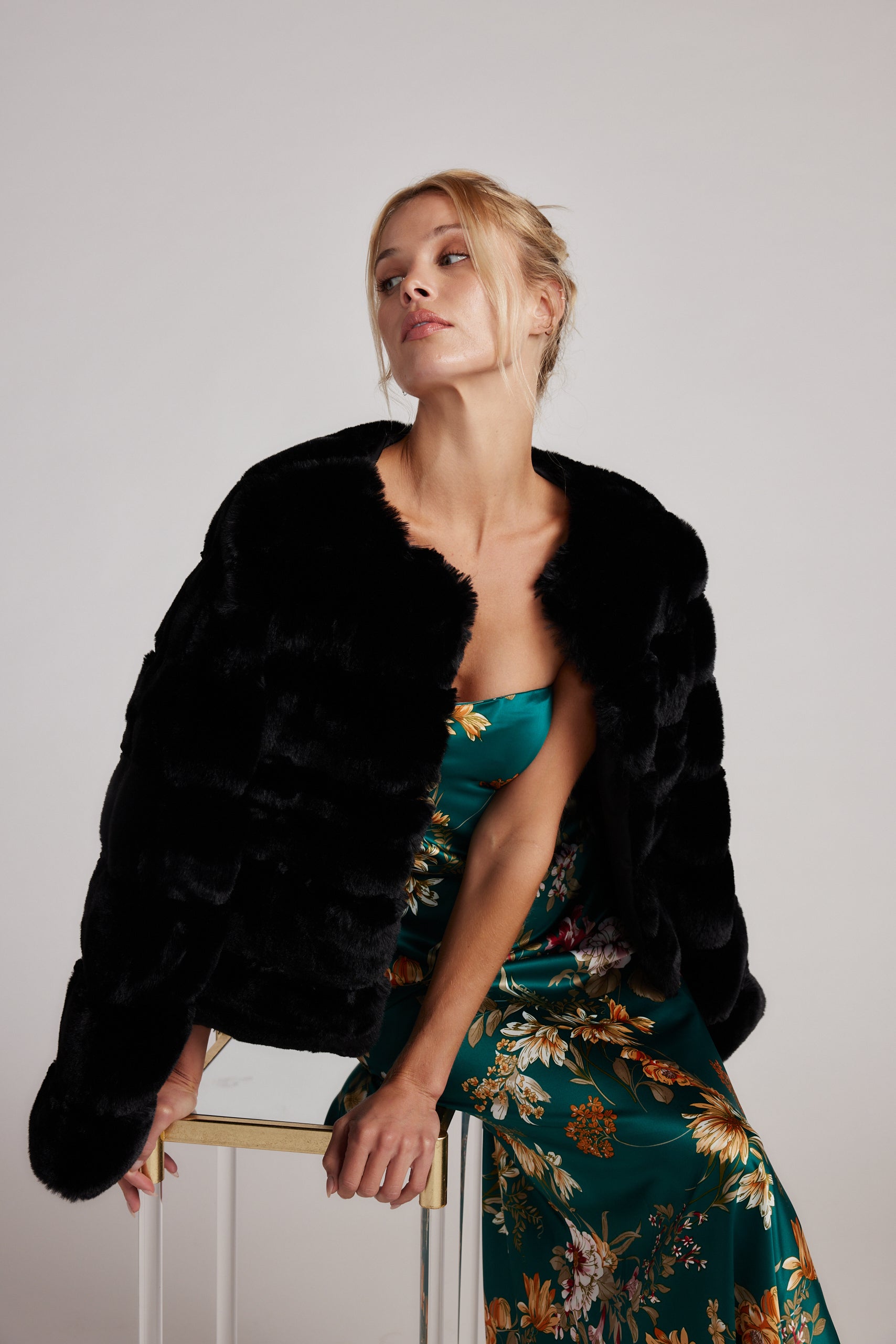 Natalia Emerald Floral Strapless Maxi Dress