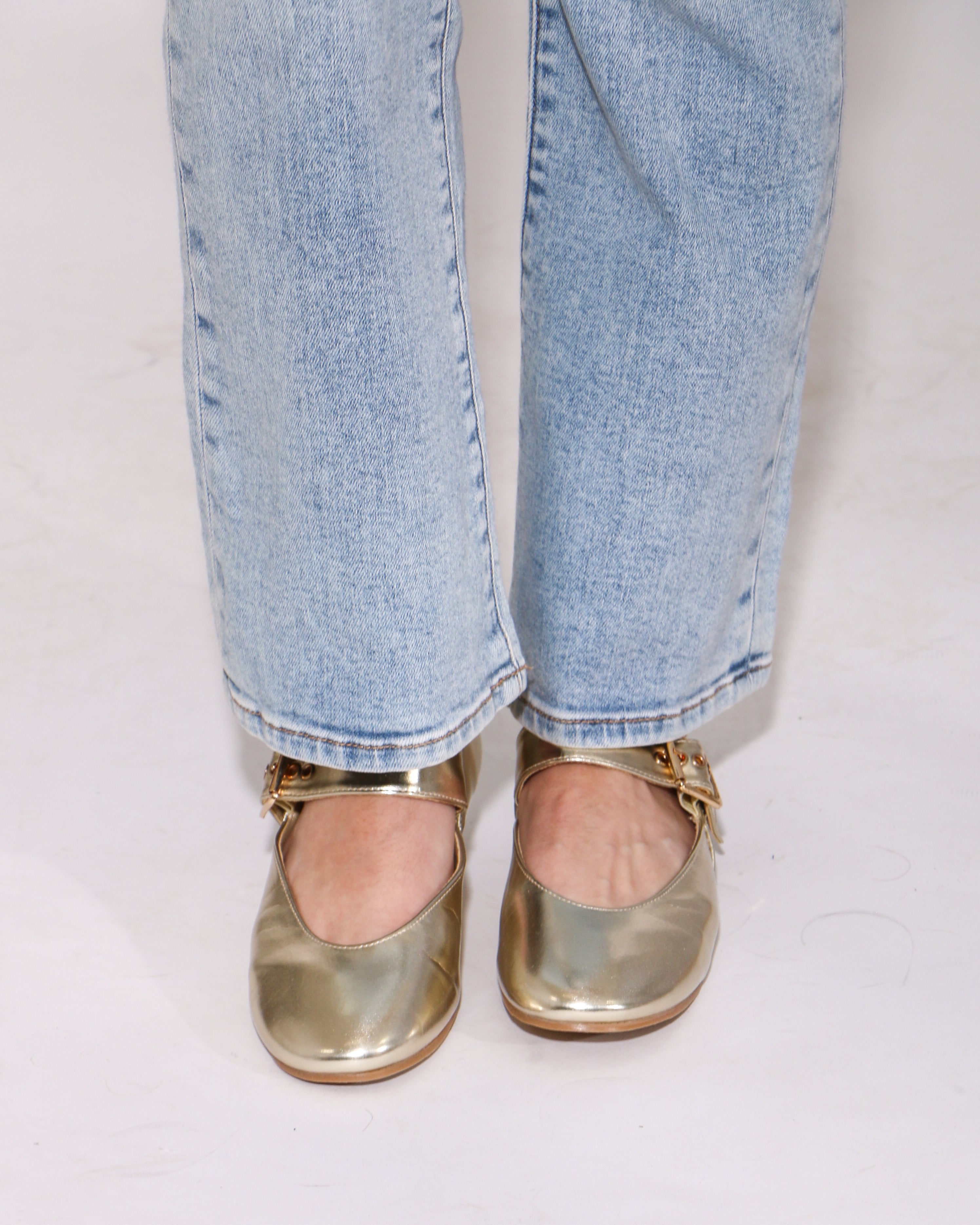Gold Mary Jane Flats