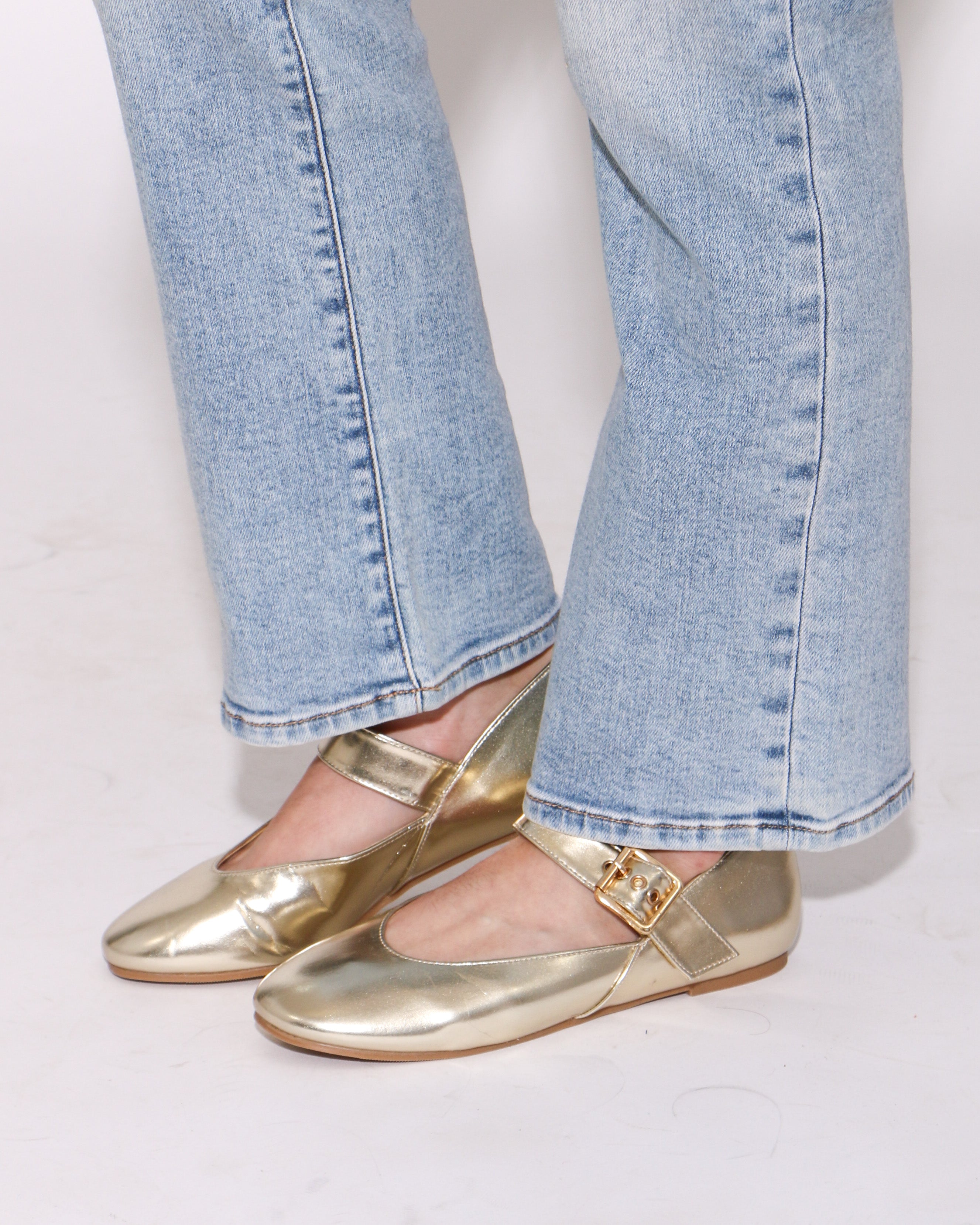 Gold Mary Jane Flats