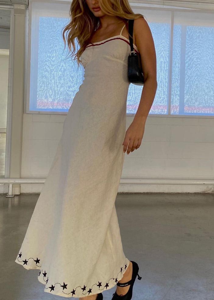Star Print Sleeveless Maxi Dress