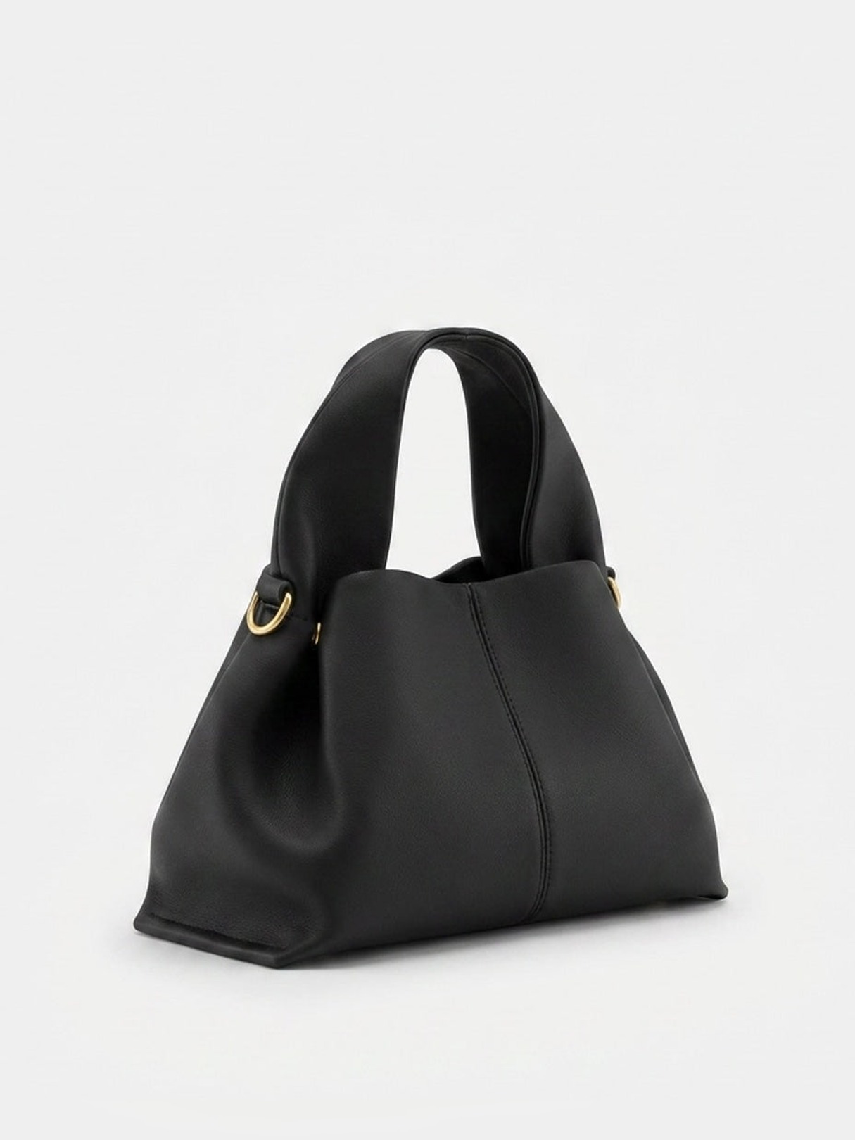 PEBBLED LEATHER TOP HANDLE BAG