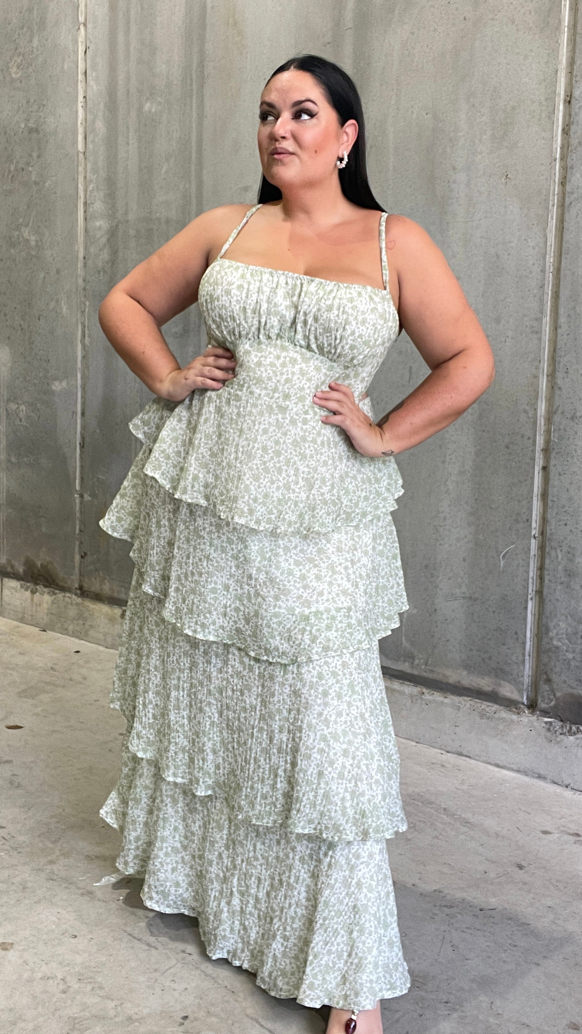 Page Maxi Dress - Green Floral