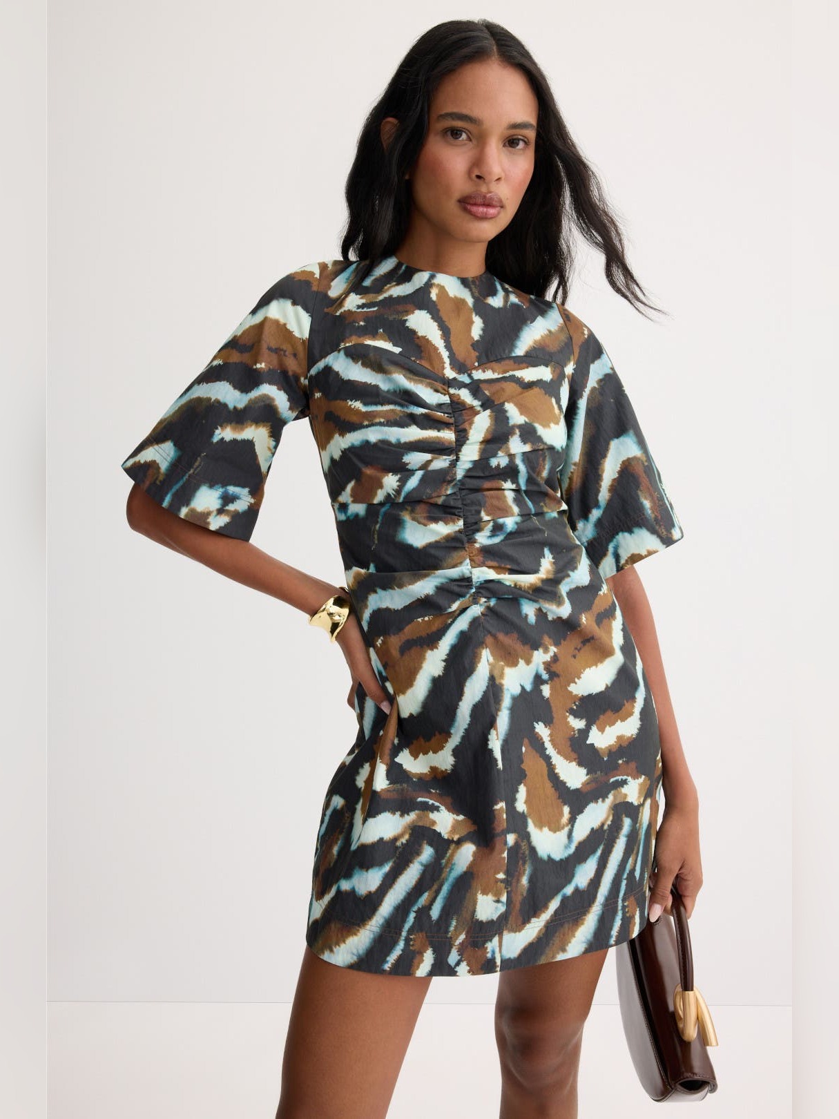 PRINTED PUFF SLEEVE T SHIRT MINI DRESS
