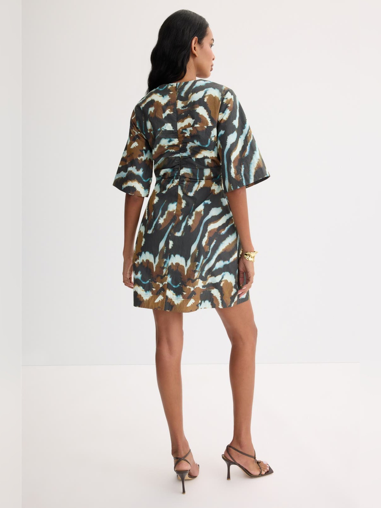 PRINTED PUFF SLEEVE T SHIRT MINI DRESS
