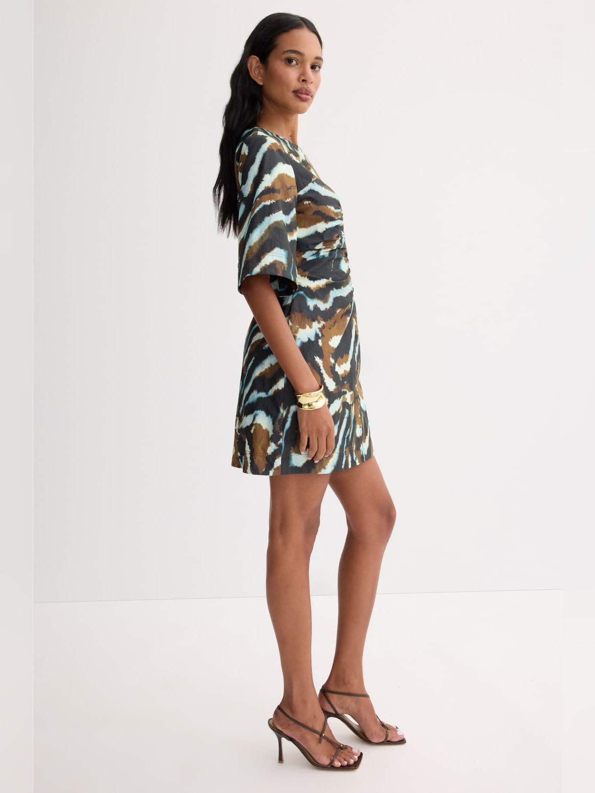 PRINTED PUFF SLEEVE T SHIRT MINI DRESS