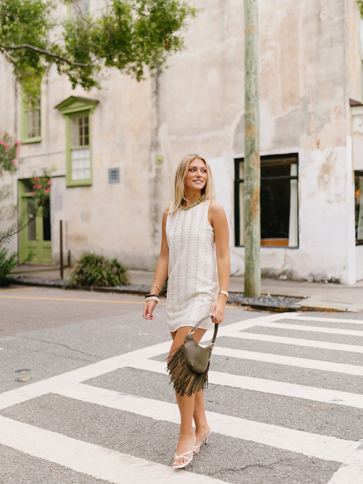SEQUIN TEXTURED BOAT NECK MINI DRESS