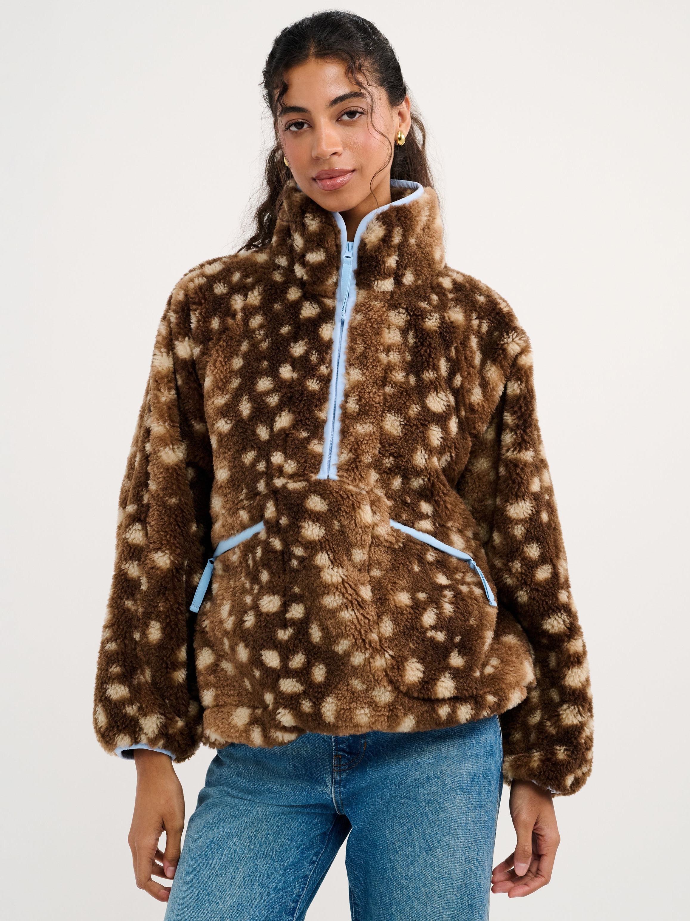SPOTTED SHERPA HALF-ZIP JACKET 