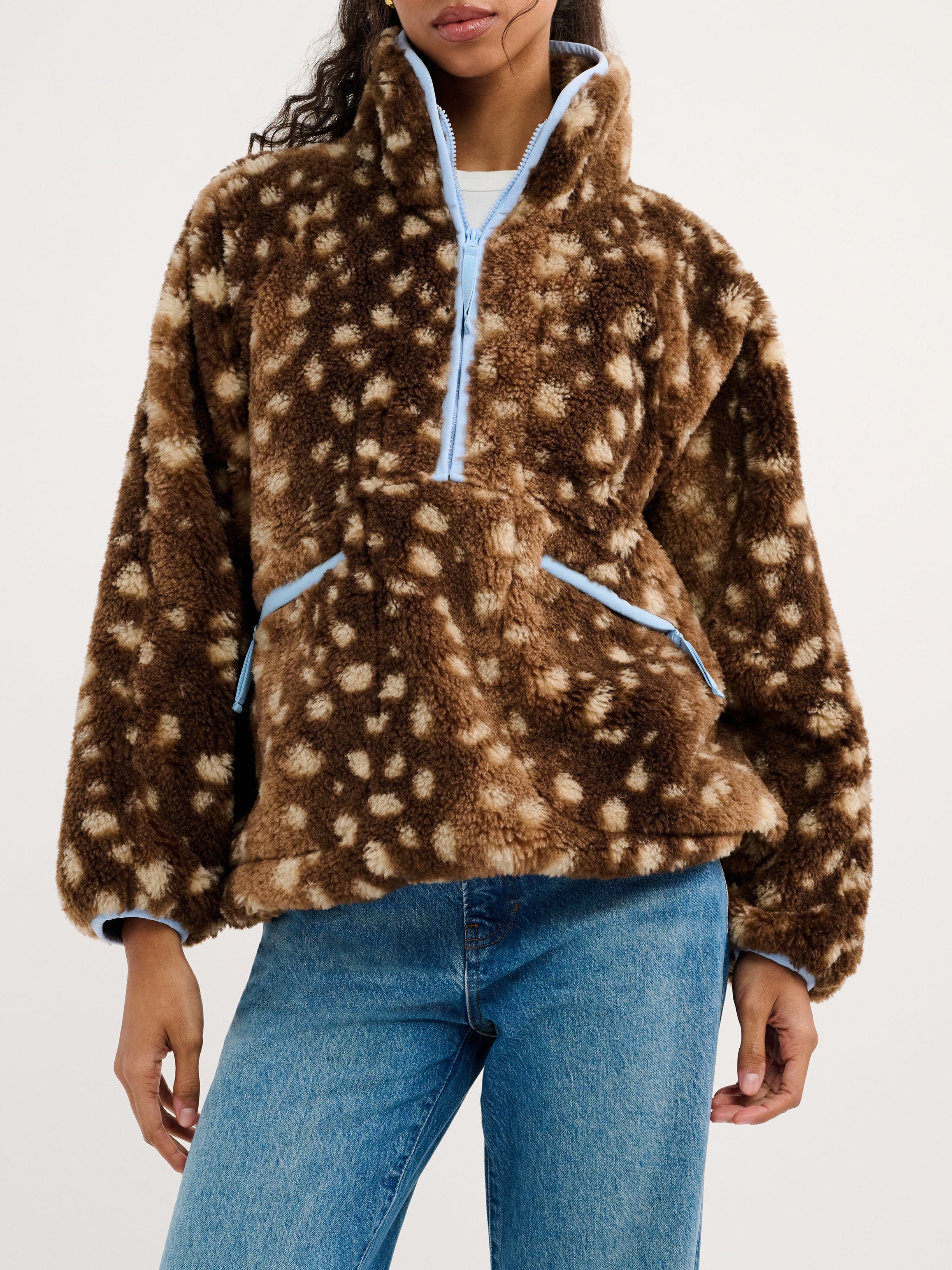 SPOTTED SHERPA HALF-ZIP JACKET 