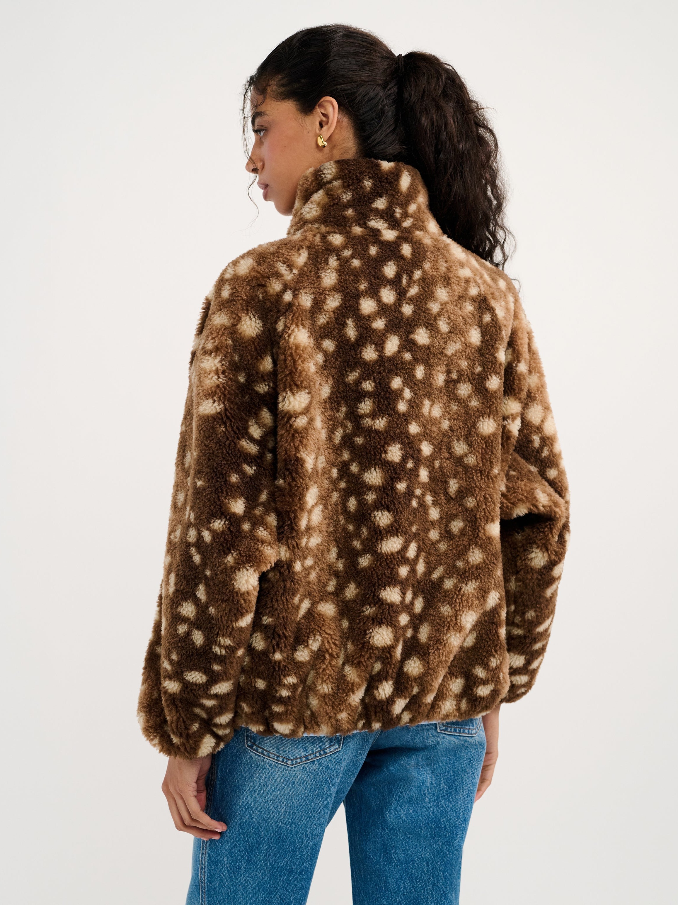 SPOTTED SHERPA HALF-ZIP JACKET 