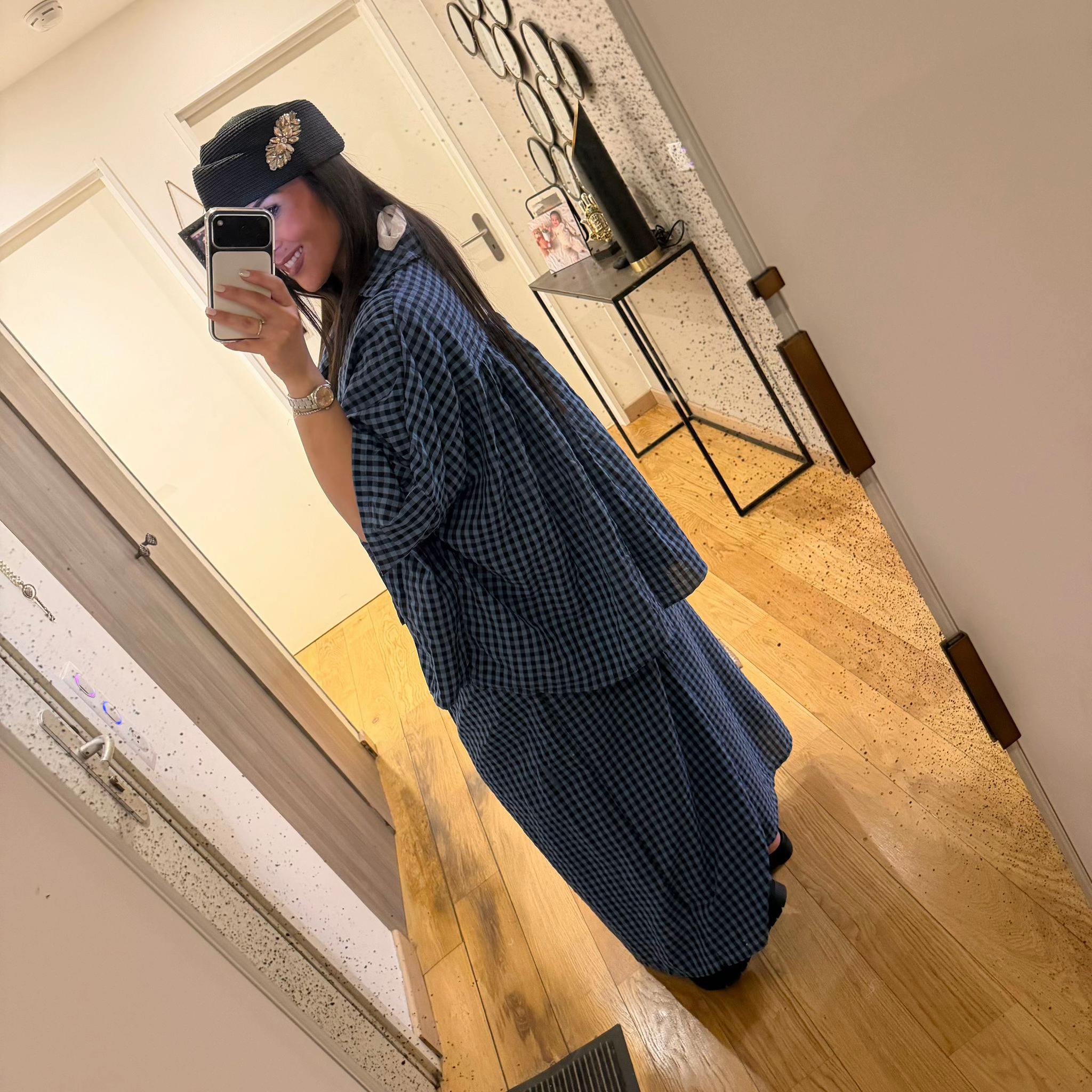 Gingham Oversized 2-Piece Linen Set 