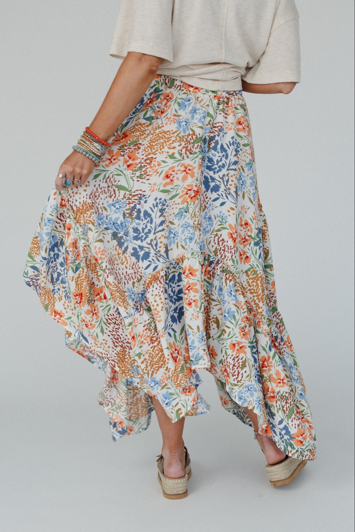 The Nest Swing Of Things Pocketed Midi Skirt - Floral