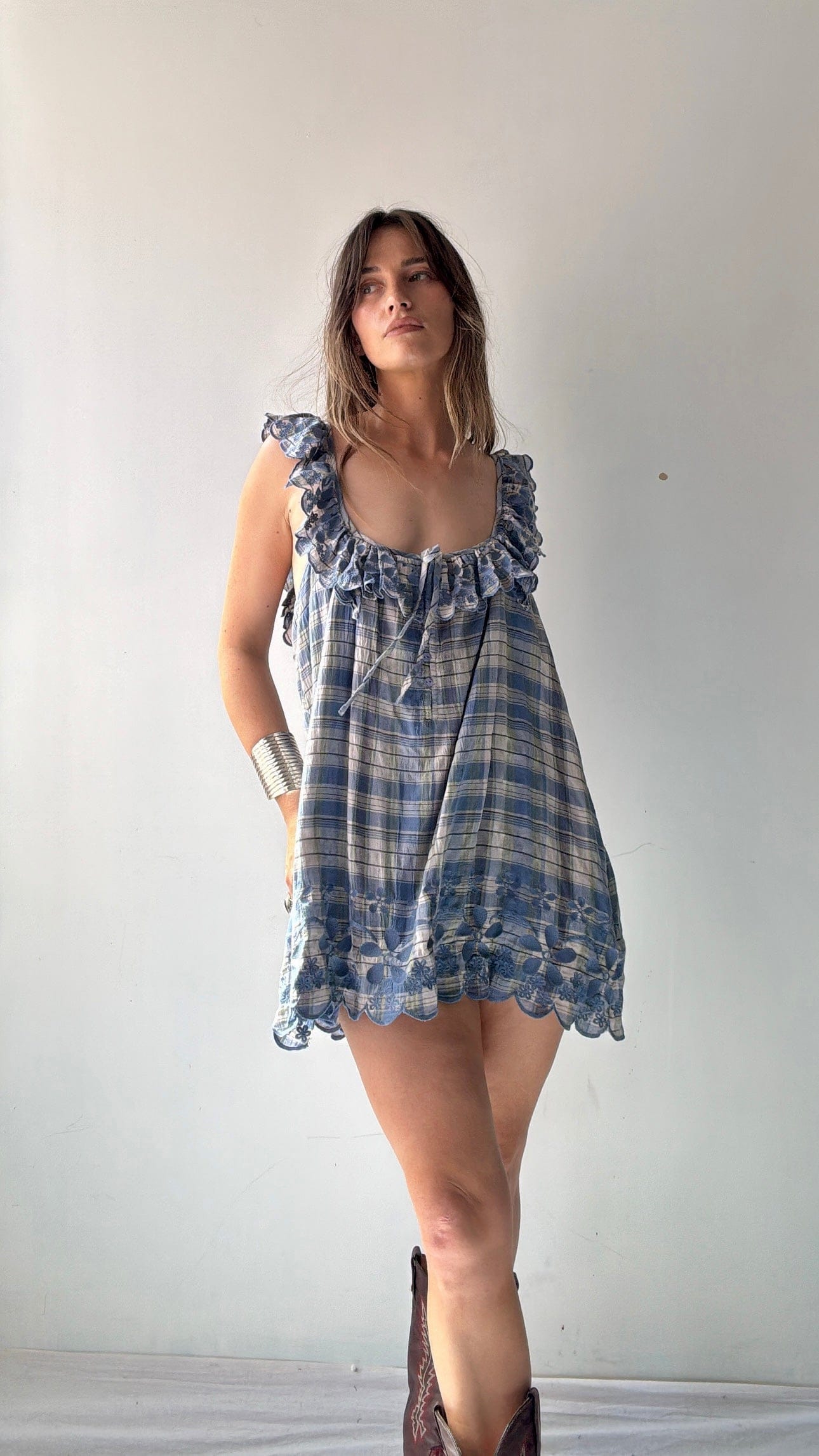 Free People Plaid Red Dress