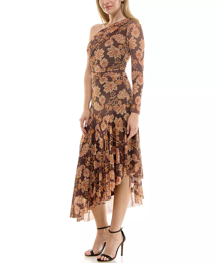 Women's One-Shoulder Asymmetric Mesh Dress