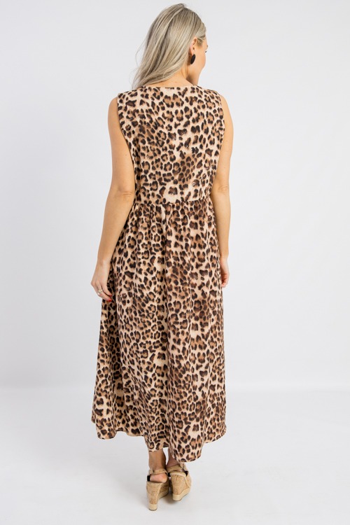 Chic Leopard Print Midi Dress with Statement Bows