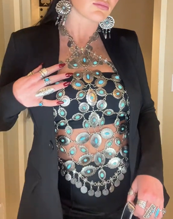 Western Cowboy Retro Turquoise Inlaid Decorative Body Chain