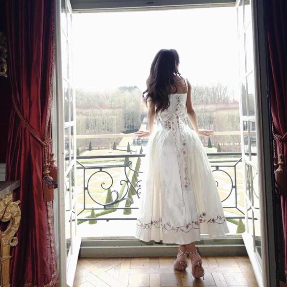 Elegant Floral Embroidered Corset Dress