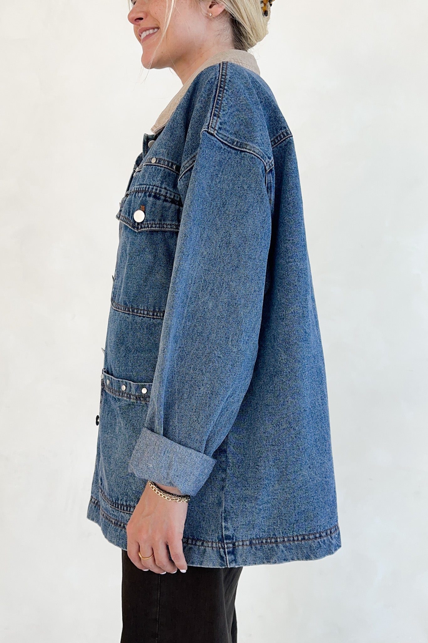 Andie Studded Denim Barn Jacket