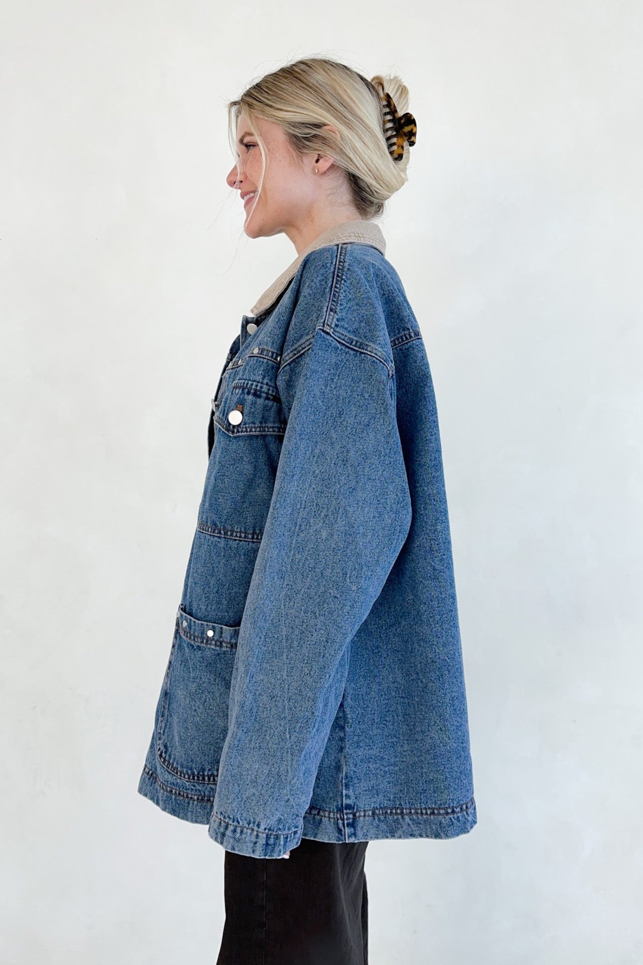 Andie Studded Denim Barn Jacket