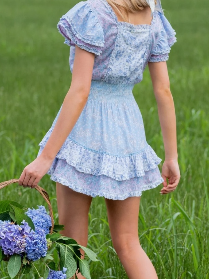 Floral Patchwork Short Cake Dress