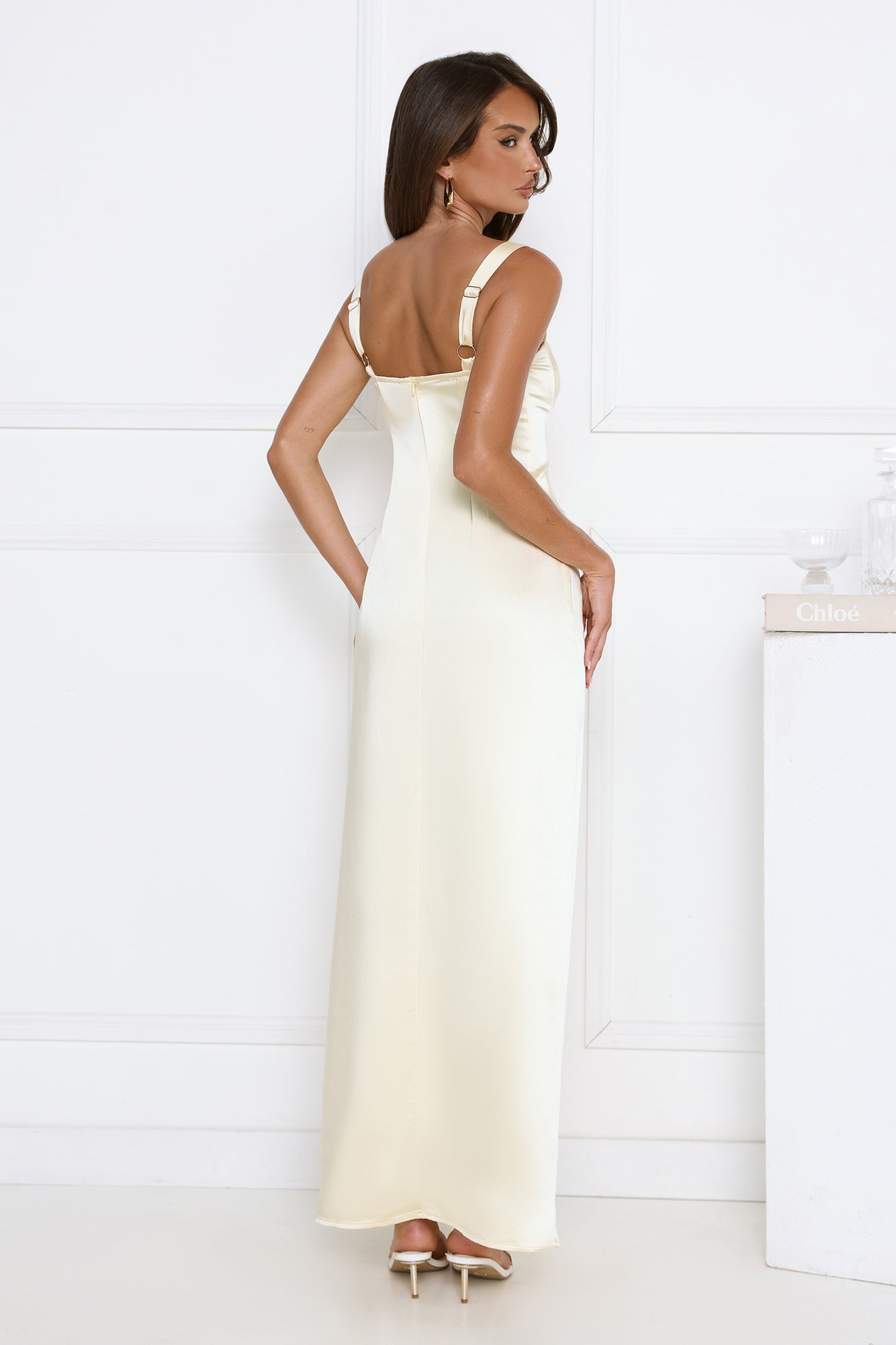 Headturner Energy Satin Maxi Dress Yellow