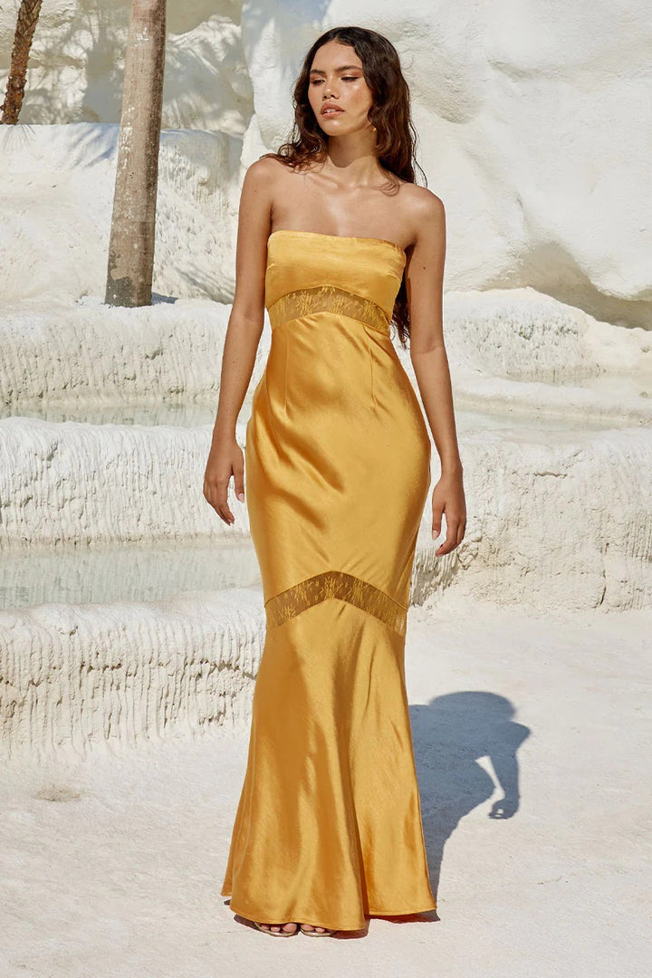 Melrose Strapless Dress - Orange