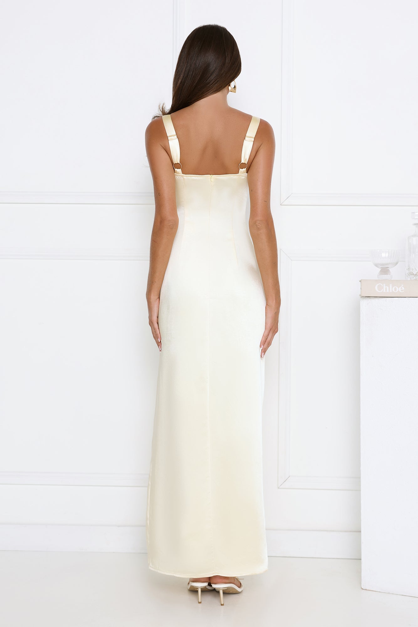 Headturner Energy Satin Maxi Dress Yellow