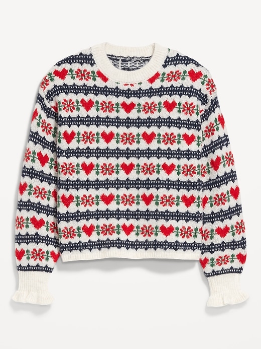 Loose Crew-Neck Wool-Blend Cropped Sweater