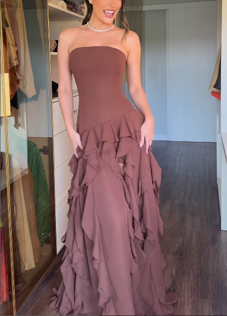 Ruffle Detail Maxi Dress in 