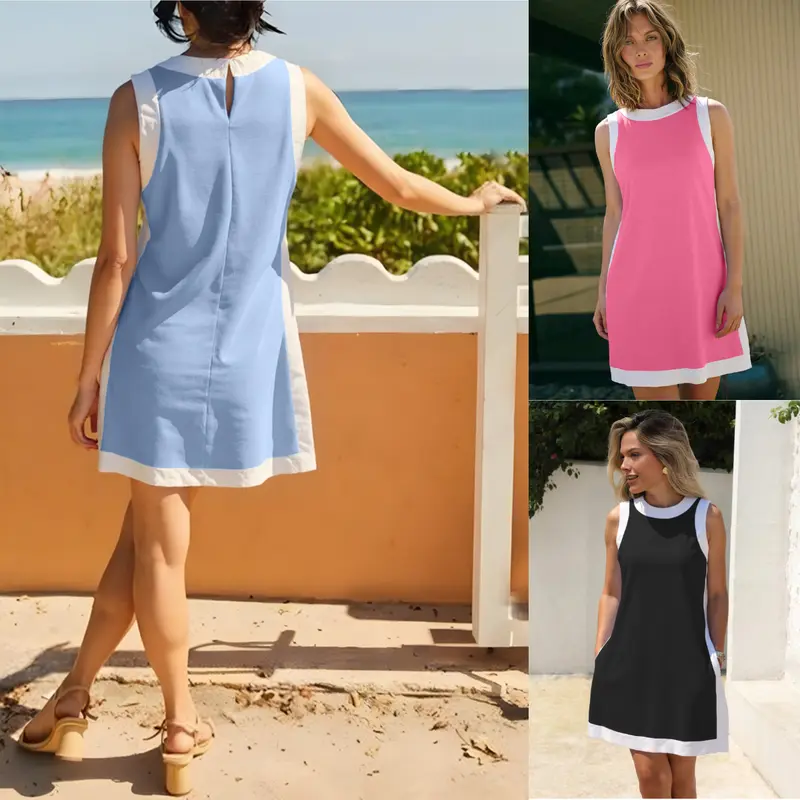 Yeokou Women's 2 Piece Sets Casual Color Block Crewneck Short Sleeve Pullover Tops Matching Shorts with Pockets