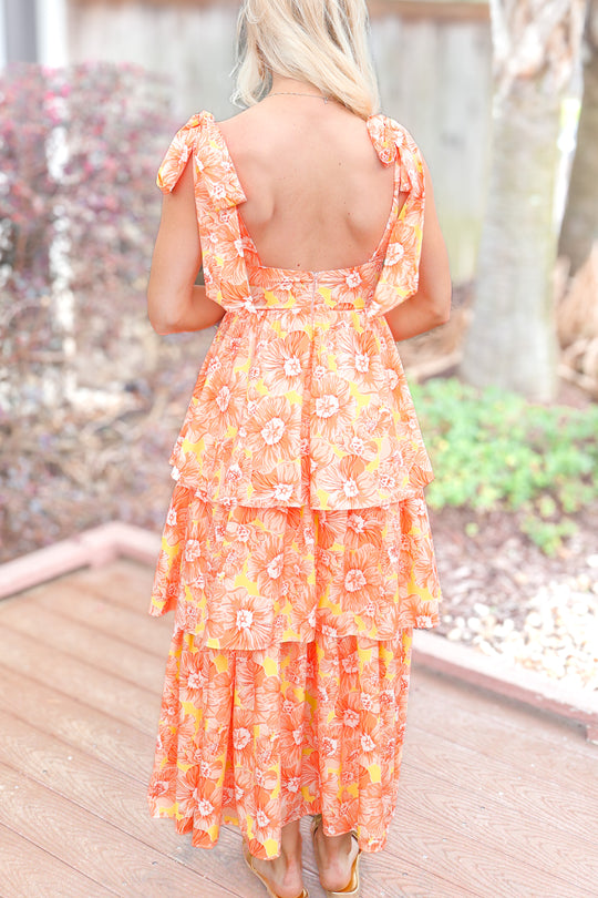 Sunny Disposition Tiered Floral Maxi Dress
