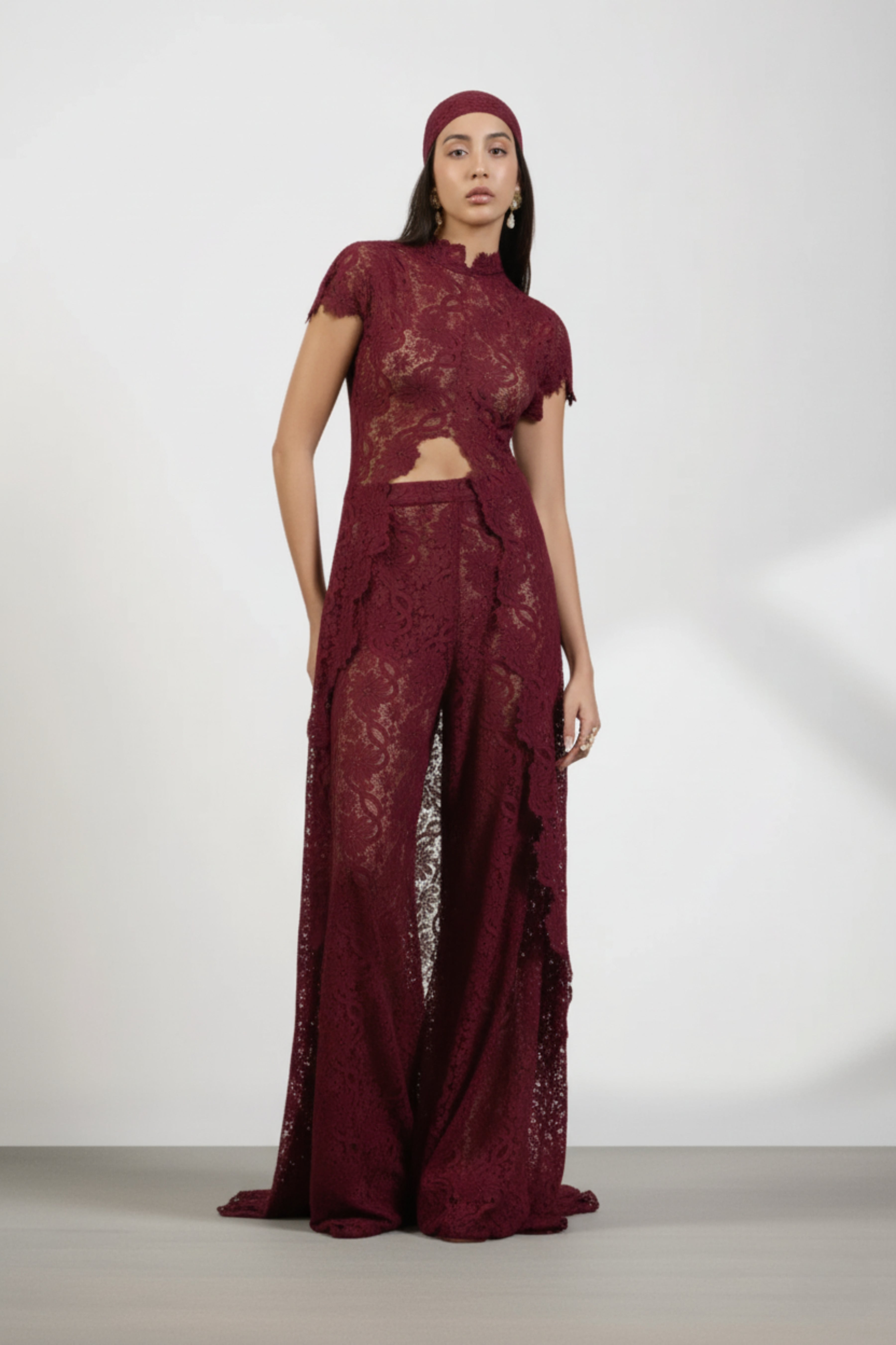 Burgundy lace set