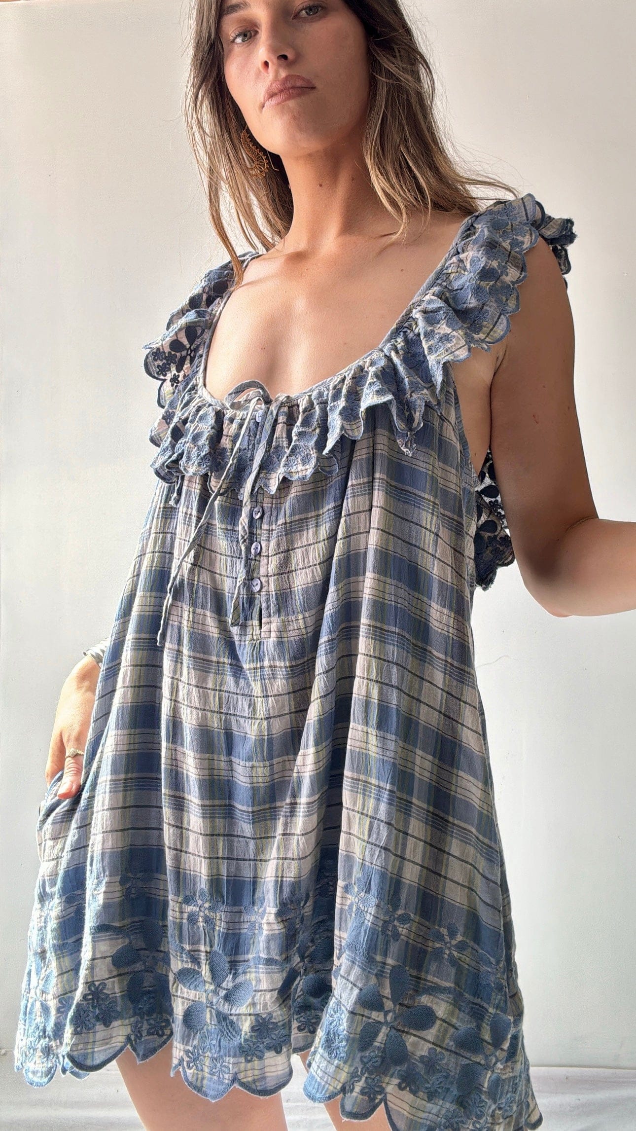 Free People Plaid Red Dress