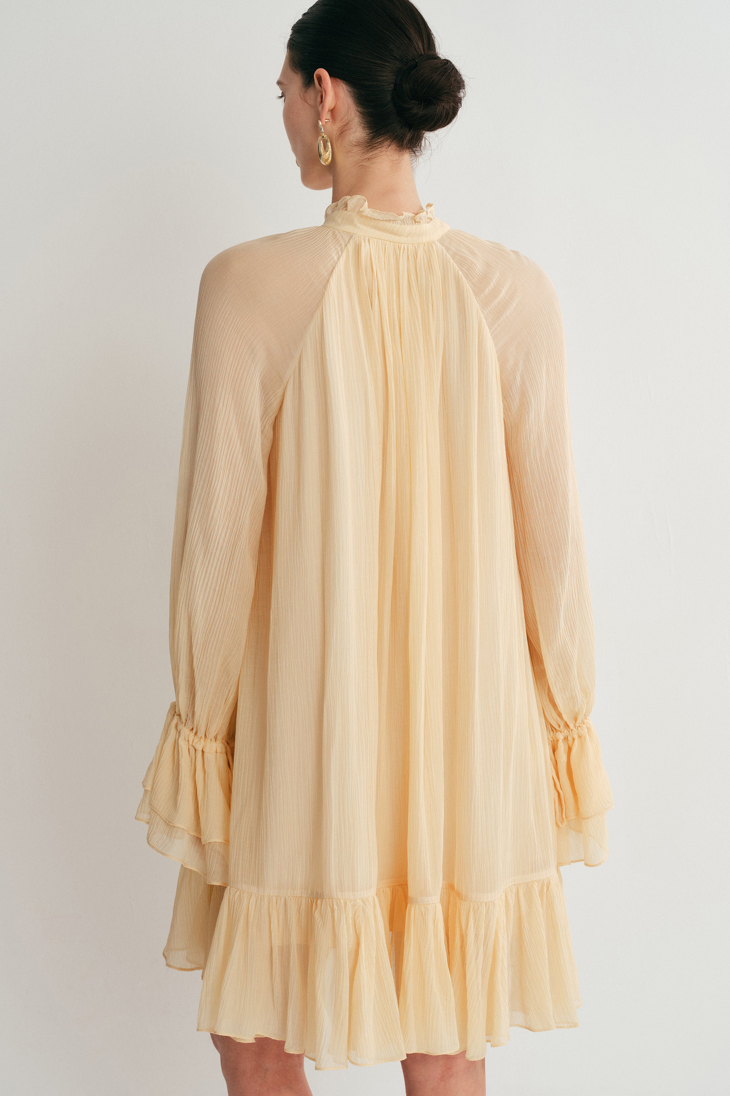 Wendy Ruffle Dress in Silk Crepe