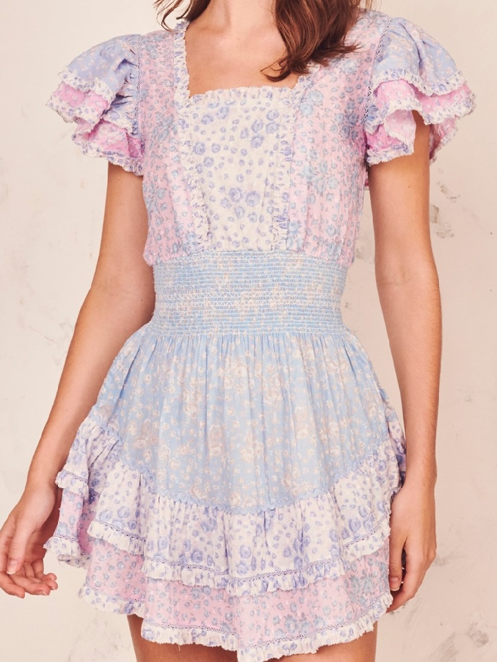 Floral Patchwork Short Cake Dress