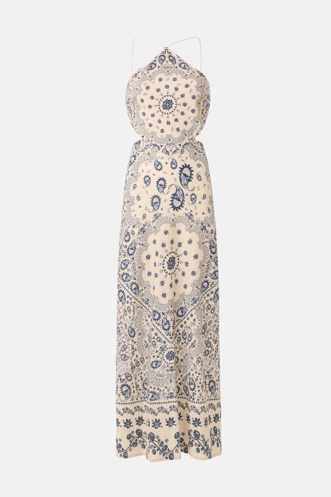 Bandana Print Halter Neck Midi Dress