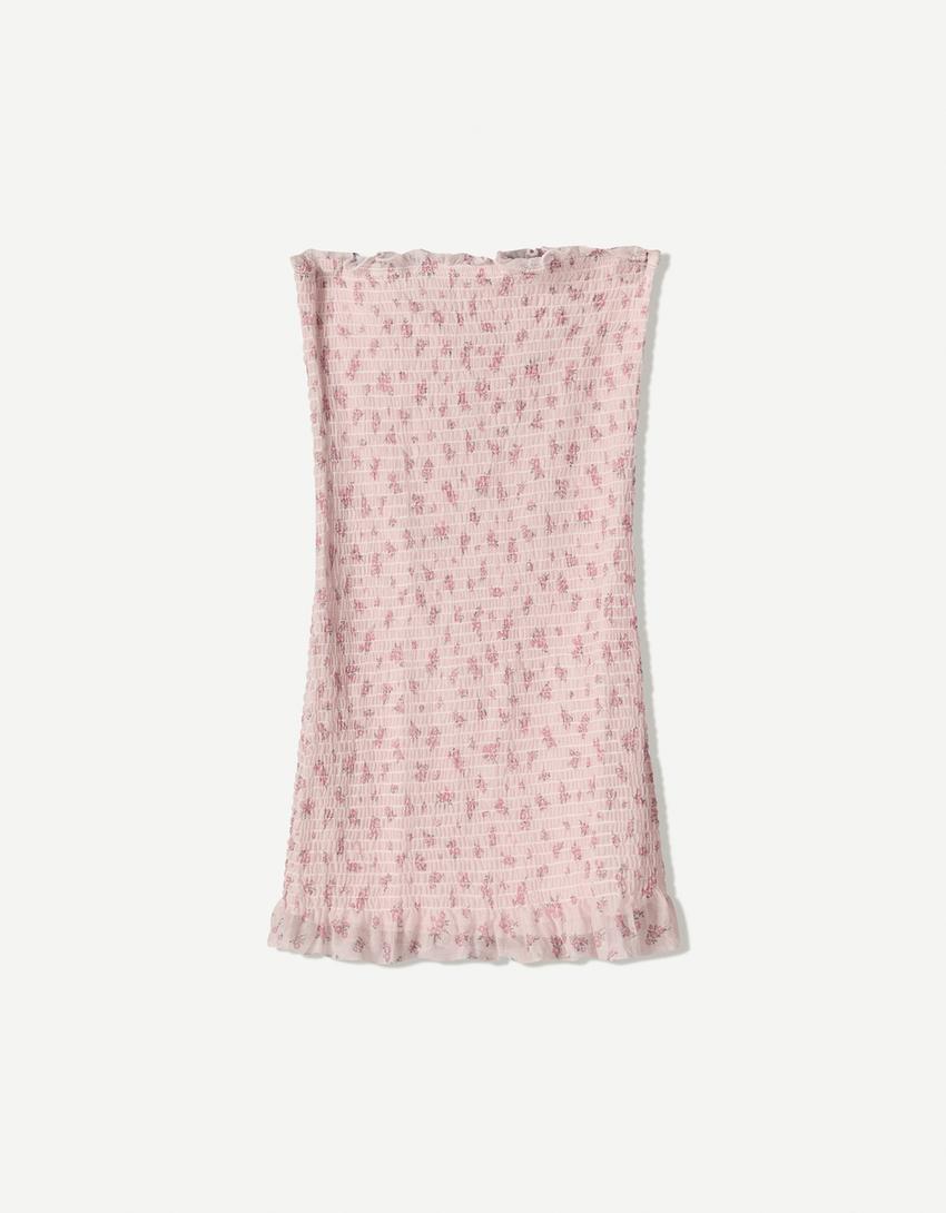 Bandeau print mini dress