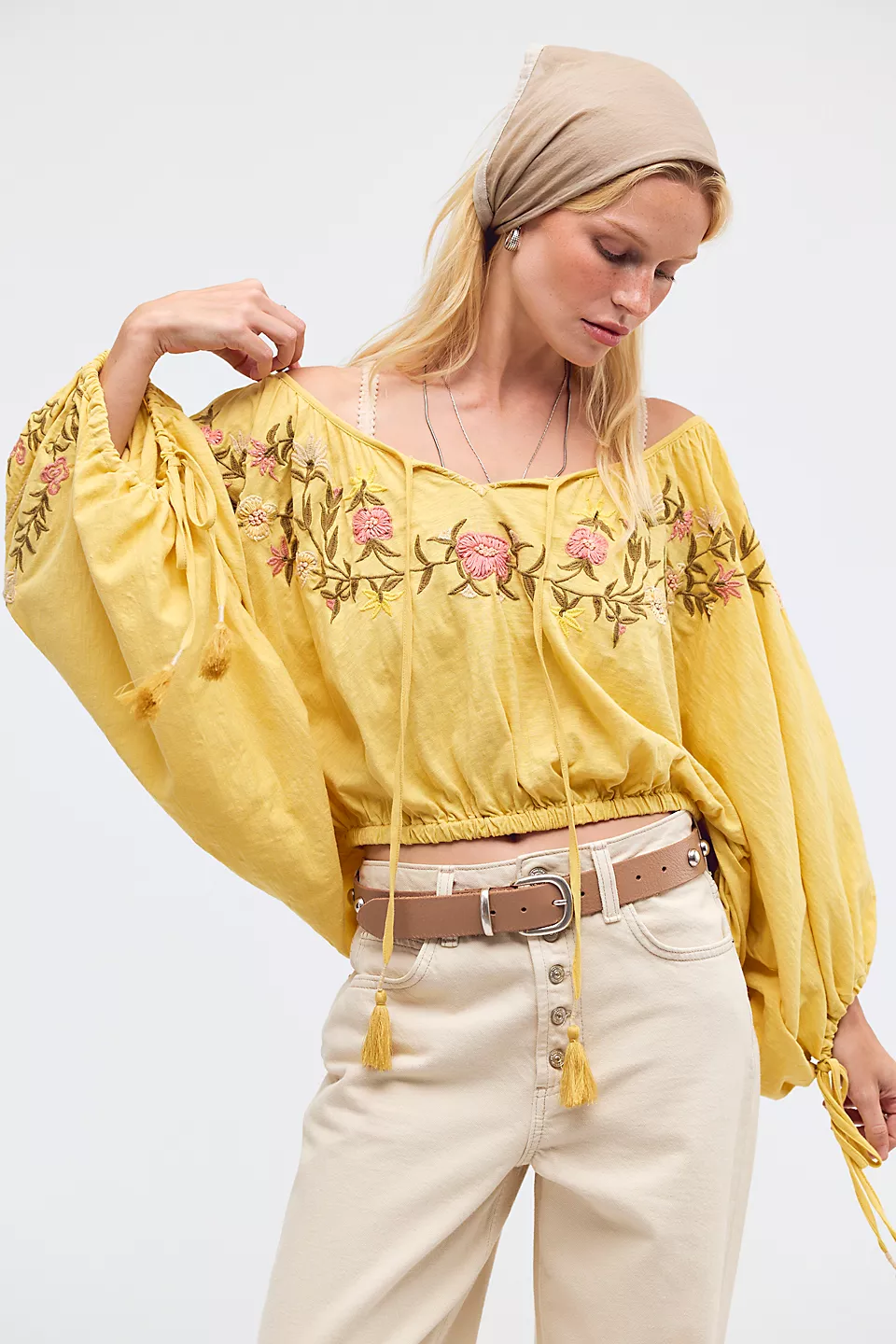 Plumeria Embroidered Top