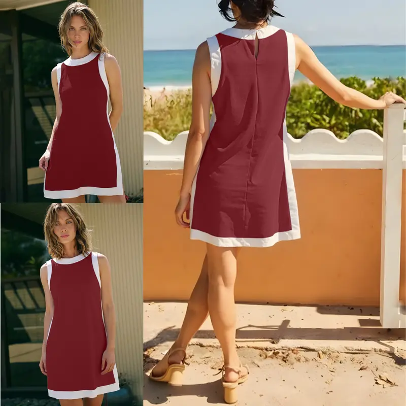 Yeokou Women's 2 Piece Sets Casual Color Block Crewneck Short Sleeve Pullover Tops Matching Shorts with Pockets