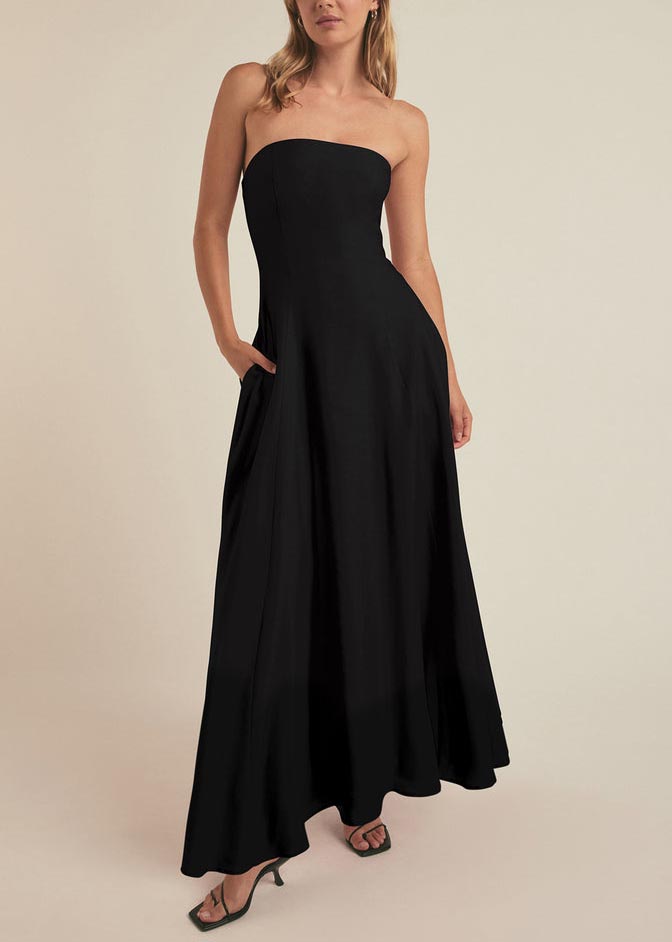 Strapless solid color dress