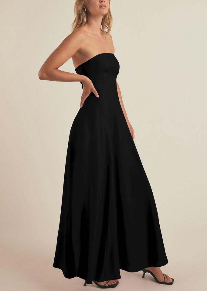 Strapless solid color dress