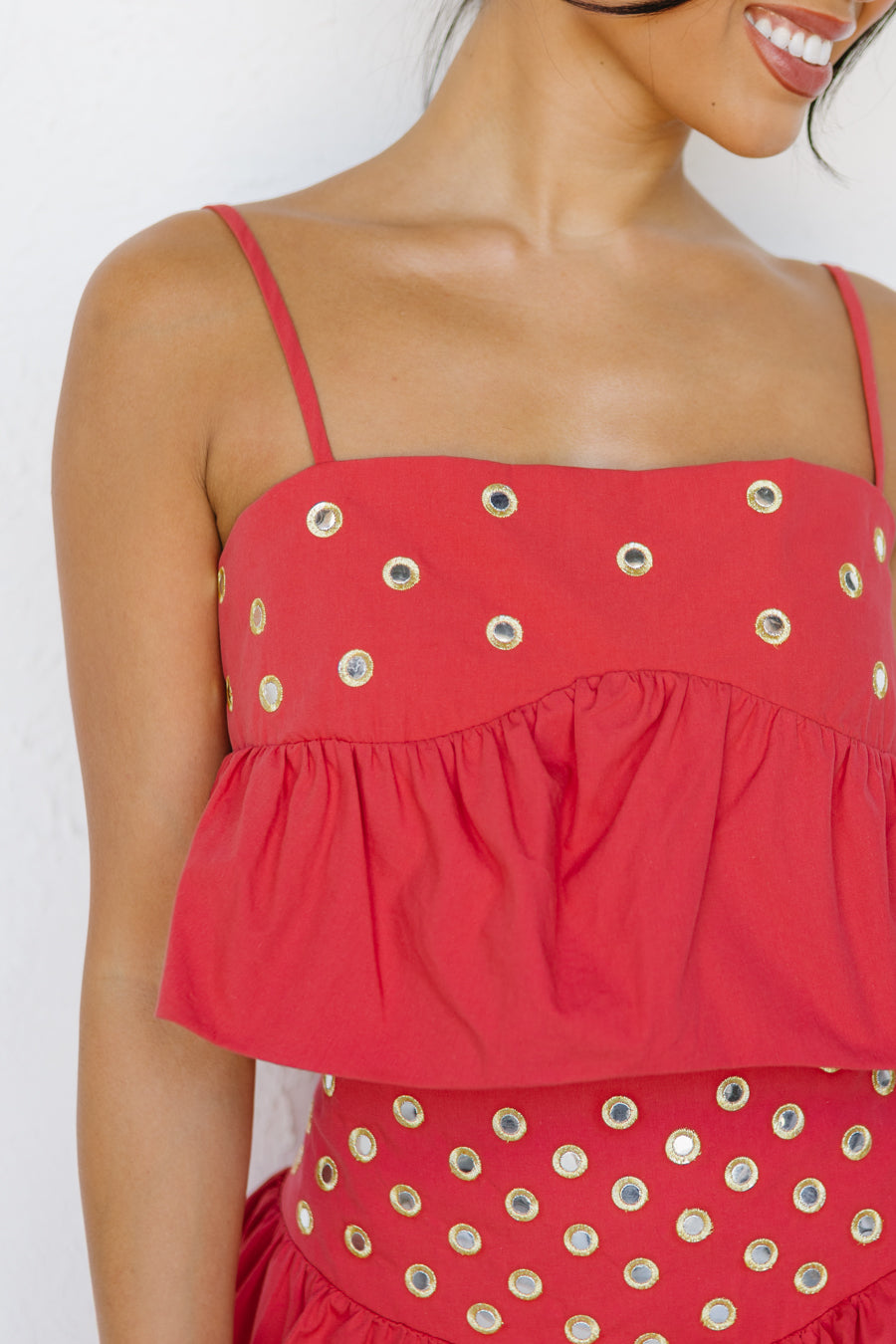 Stud-Embellished Two-Piece Bubble Skirt Set