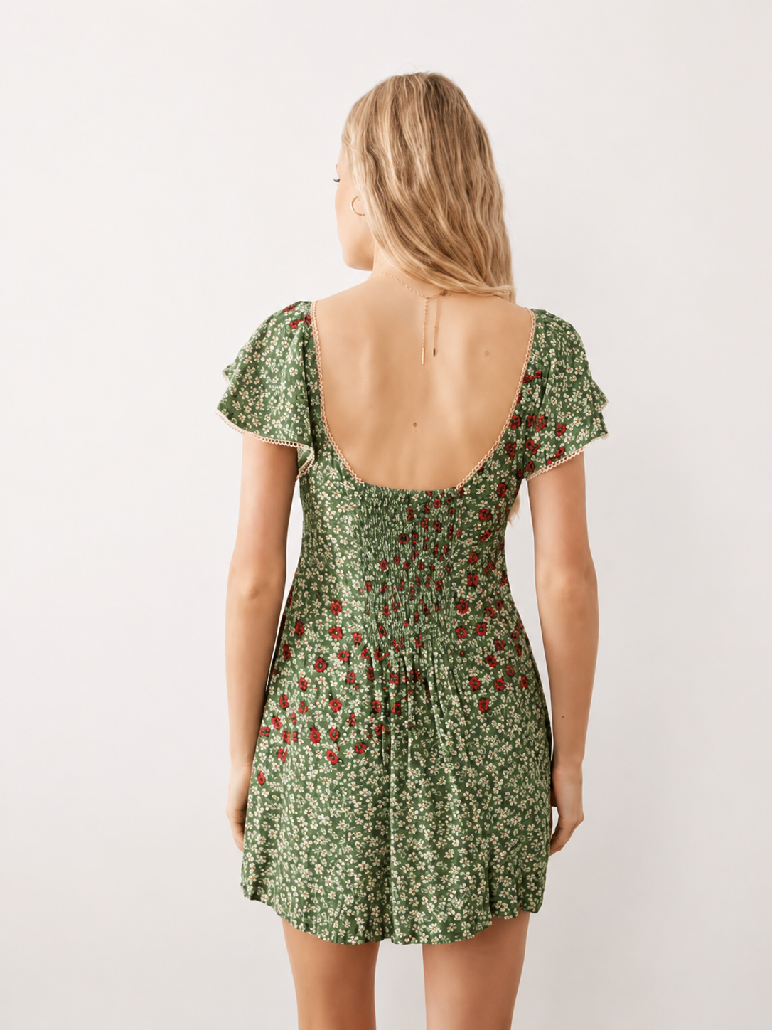 flippy mini dress in green floral