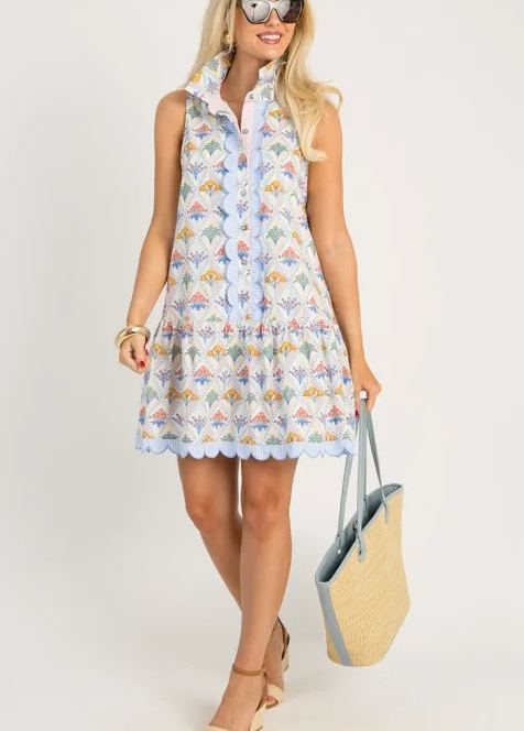 Seaside Breeze Embroidered Collared Sundress