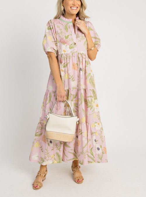 Romantic Floral Puff Sleeve Maxi Dress