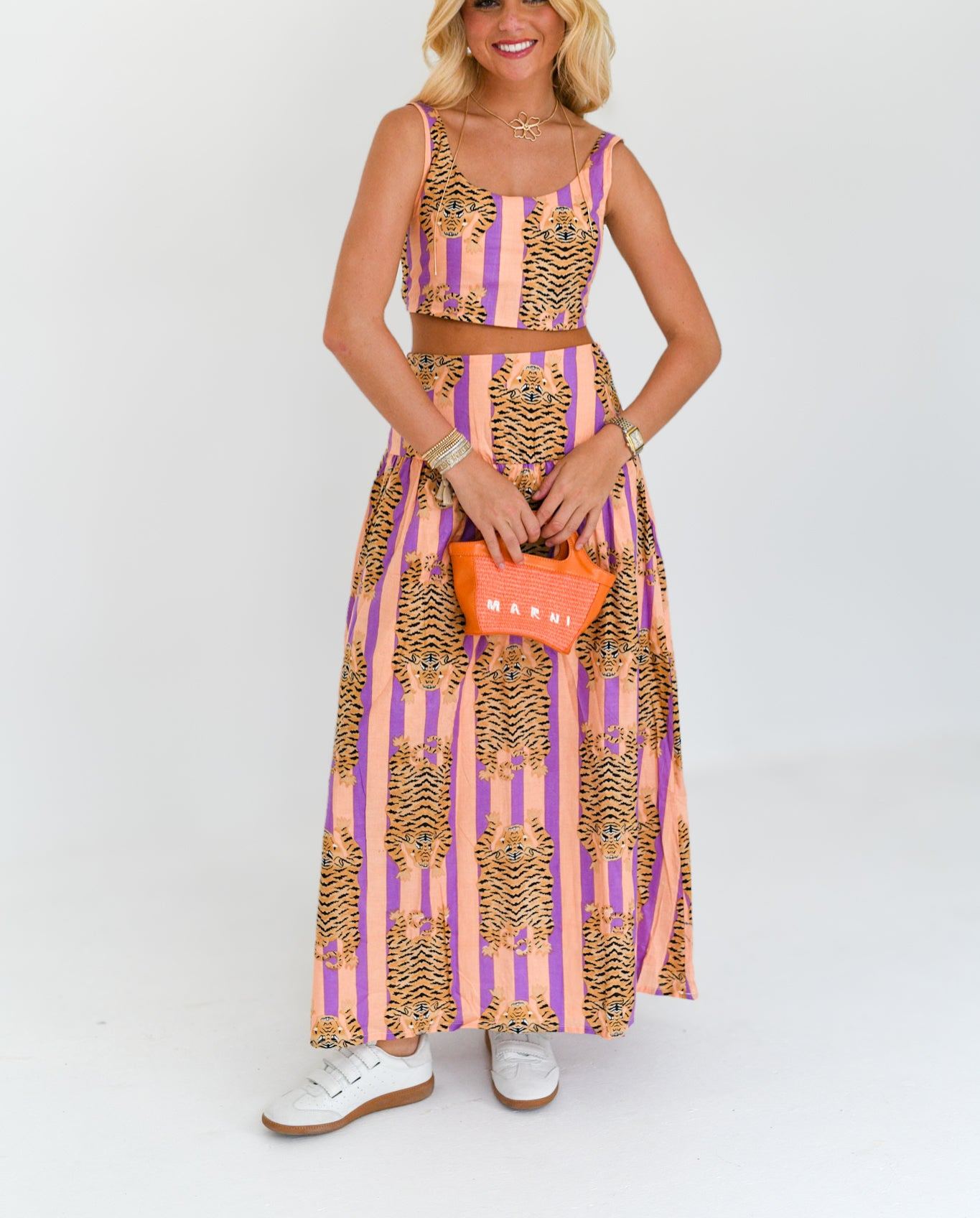 Aspen Maxi Skirt Set - Orange/Purple Striped Tiger (PREORDER)