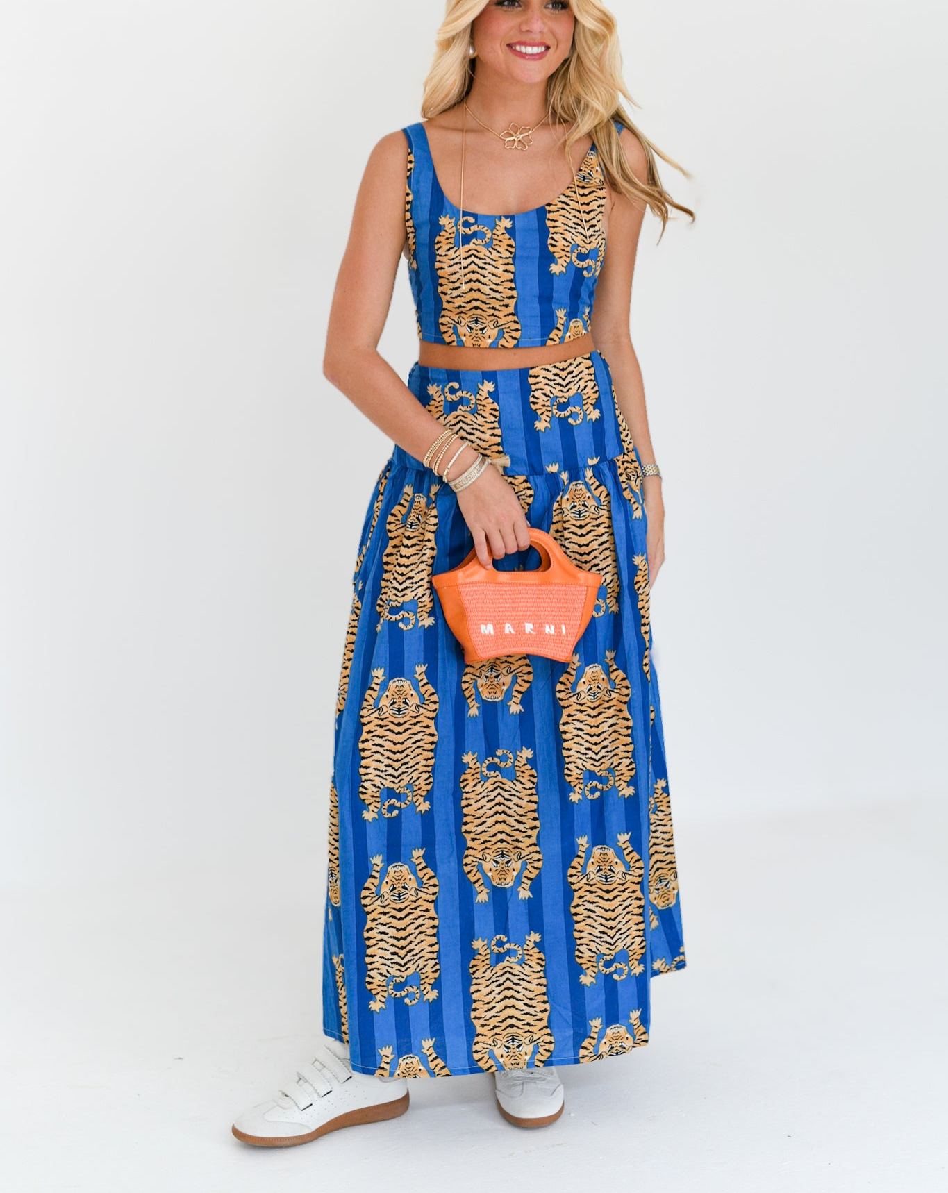 Ginger Maxi Skirt Set - Blue Striped Tiger (PREORDER)