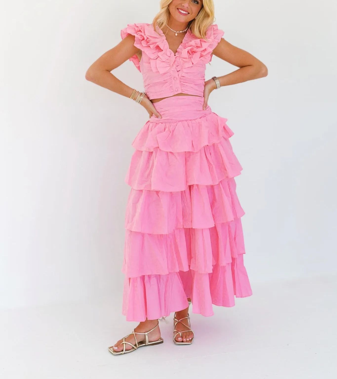 Kelsi Ruffle Set - Pink
